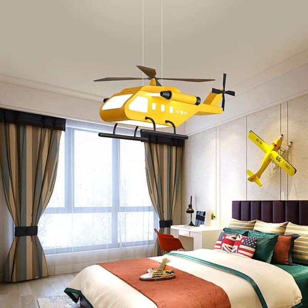 Lustre hélicoptère militaire jaune